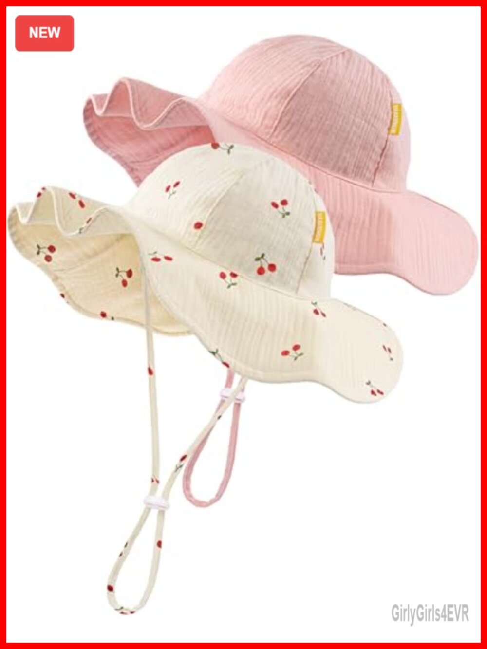 Muslin Sun Protection Toddler Bucket Hat with Wide Brim Adjustable Chin Strap